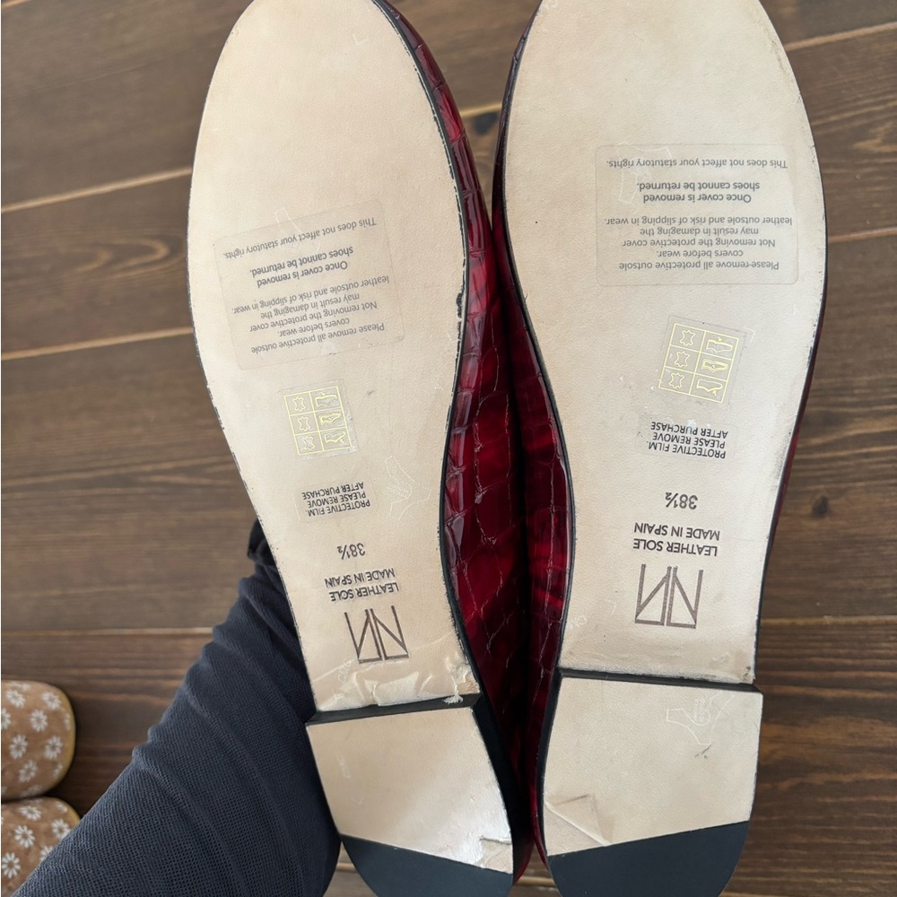 New Tamara Mellon Burgundy Croc-Embossed Flats EU 38.5 US 8 Genuine Leather - Picture 9 of 9